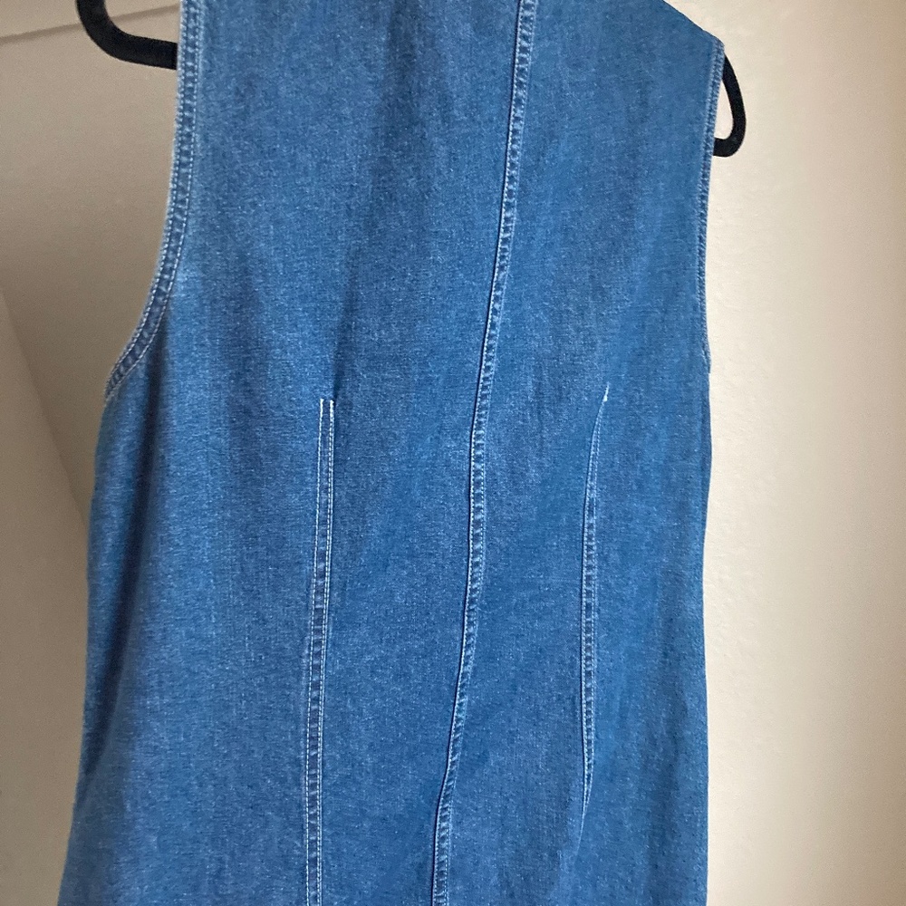 Vintage Jean Dress Y2K‎ Blue Denim Sleeveless Overall Button Up Sonoma Large - Picture 6 of 6